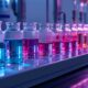 a sharply focused image of a modern pharmaceutical manufacturing facility, showcasing gleaming machinery and vibrant vials, illuminated by soft, strategic lighting that emphasizes the precision and professionalism of product pricing partnerships.