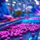 a vibrant, bustling pharmaceutical manufacturing facility in india, showcasing gleaming machinery and colorful medicine packaging under bright, natural lighting, with workers focused on quality control in the background.