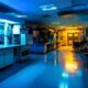 a vibrant, high-contrast image of a modern pharmaceutical manufacturing facility, showcasing sleek machinery and lab equipment illuminated by bright overhead lights, symbolising the complex interplay between order volume and customised production costs in third-party manufacturing.