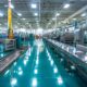 a vibrant, sprawling pharmaceutical manufacturing facility in india, showcasing gleaming machinery and organized production lines under bright, sterile lighting, emphasizing innovation and efficiency in medicine production.