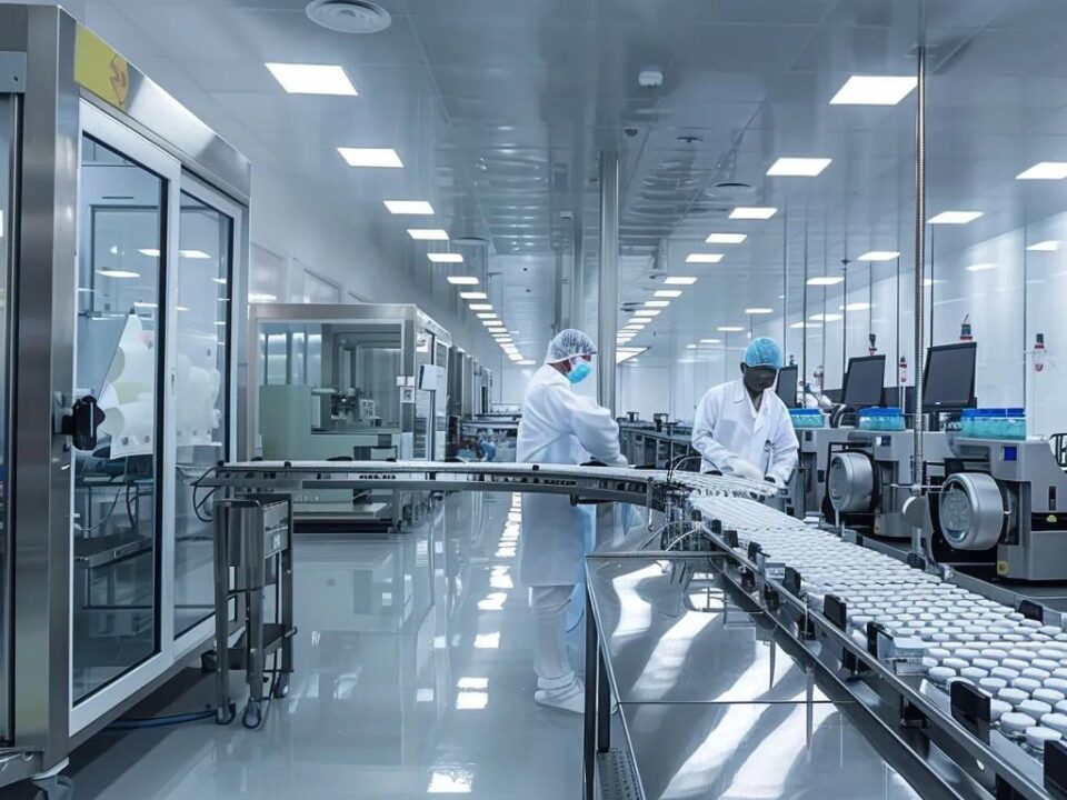 Modern pharmaceutical manufacturing facility in India with advanced machinery and cleanroom environments