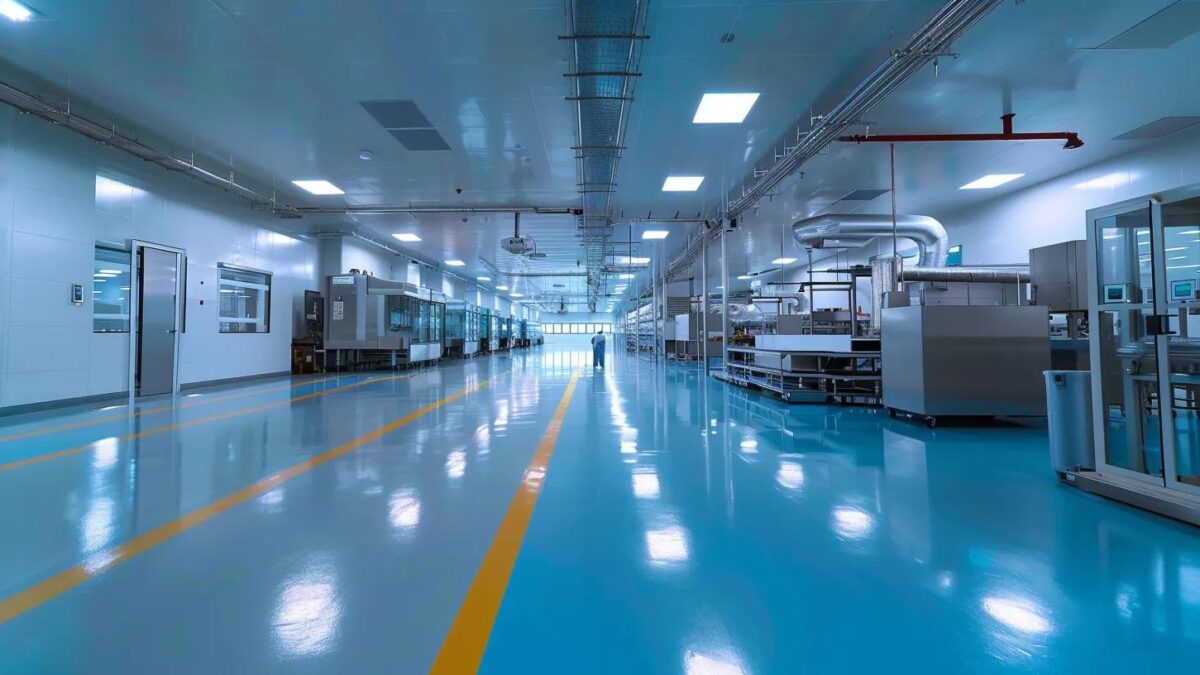 a sleek, modern pharmaceutical manufacturing facility in baddi, showcasing sophisticated machinery and clean, sterile workspaces, embodying the essence of a trusted third-party medicine manufacturing partner.
